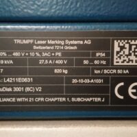 TRUMPF laser TruLaser 5030 fiber ST tabliczka znamionowa